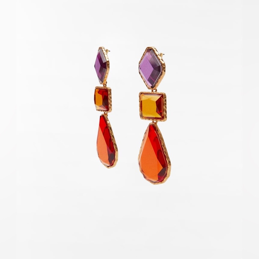 New Zara Resin Drop Earrings ~ New Colors: Clear or Tricolor - Picture 7 of 16
